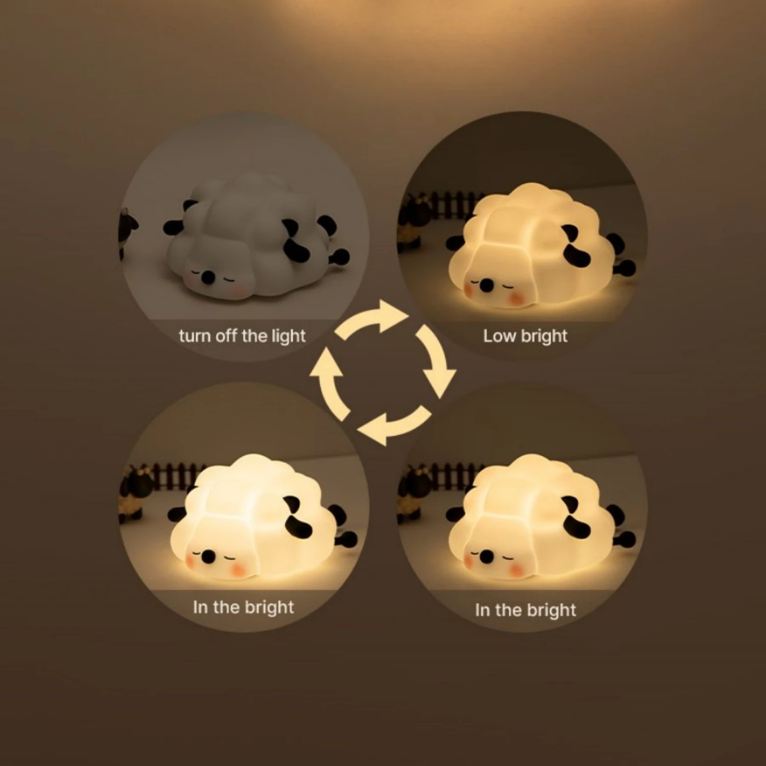LED Night Lights Cute Sheep Panda Rabbit Silicone Lamp USB Rechargeable Timing Bedside Decor Kids Baby nightlight Birthday Gift-5