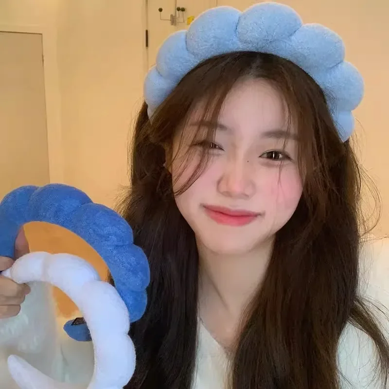 2024 Fashion Sponge Headband for Women Girls Puffy Hair Band Makeup Bubble Retro Terry Cloth Headbands Hair Accessories Headwear-3
