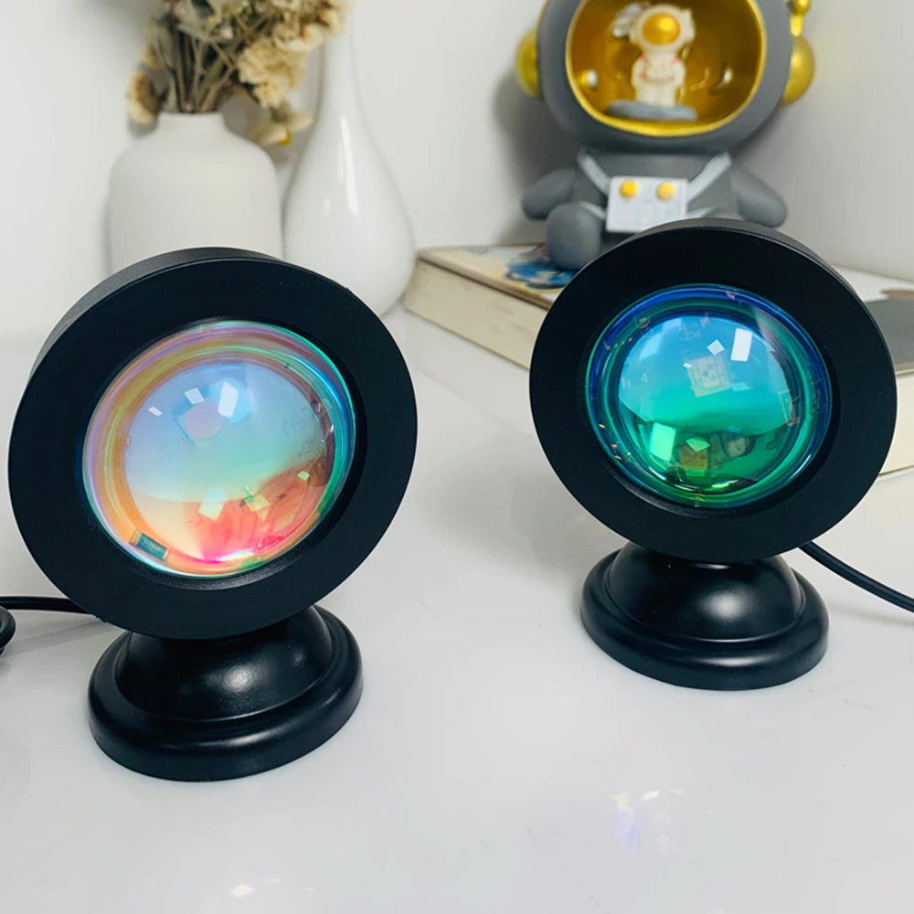 USB Sunset Lamp LED Projector Night Light 16 Colors Projector Light Rainbow Atmosphere Home Bedroom Background Wall Decoration-4