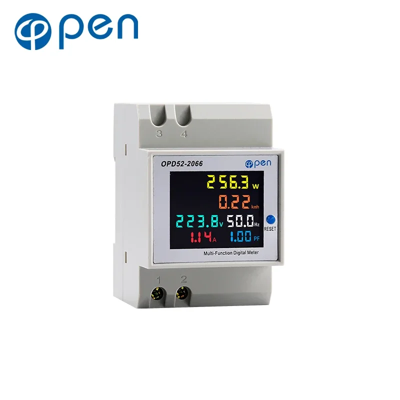D52-2066 6IN1 din rail AC monitor 110V 220V 100A Voltage Current Power Factor Active KWH Electric energy Frequency meter VOLT AM-4