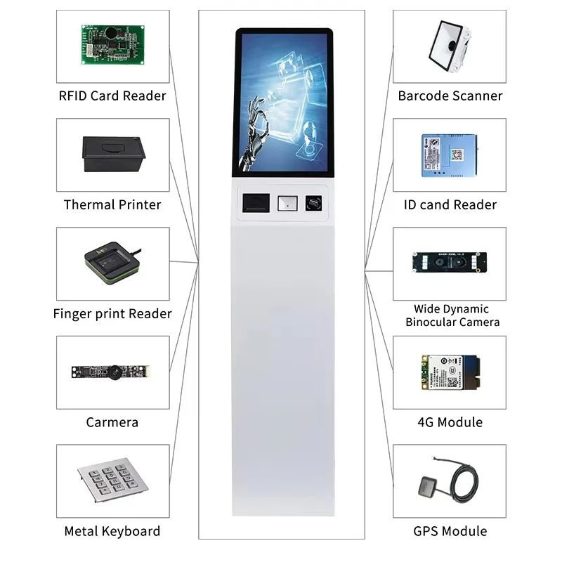 Self Service Kiosks 15.6 21.5 23.8 27 32 43 Inch Fast Food Restaurant Order Touchscreen Payment Kiosk for Ordering-5