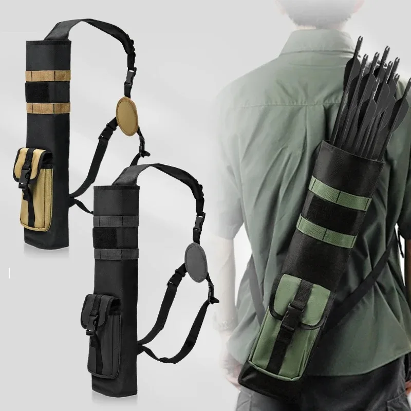 Outdoor Multi-Function Archery Quiver for Arrows Back with Molle System Tactical Arrow Holder Archery Bag Accessories and Pocket
