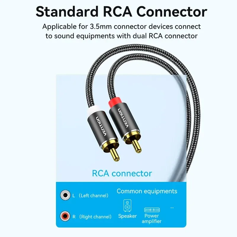 Vention RCA Cable 3.5mm to 2RCA Splitter RCA Jack 3.5 Cable RCA Audio Cable for Smartphone Amplifier Home Theater AUX Cable RCA-4