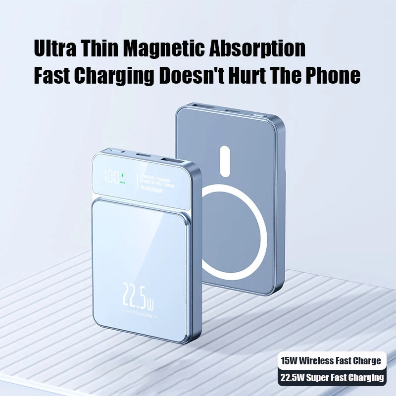 100000mAh Xiaomi Portable Magnetic Wireless Charging Mobile Power Support 22.5W Two-Way Fast Charging For Iphone Samsung Huawei-5