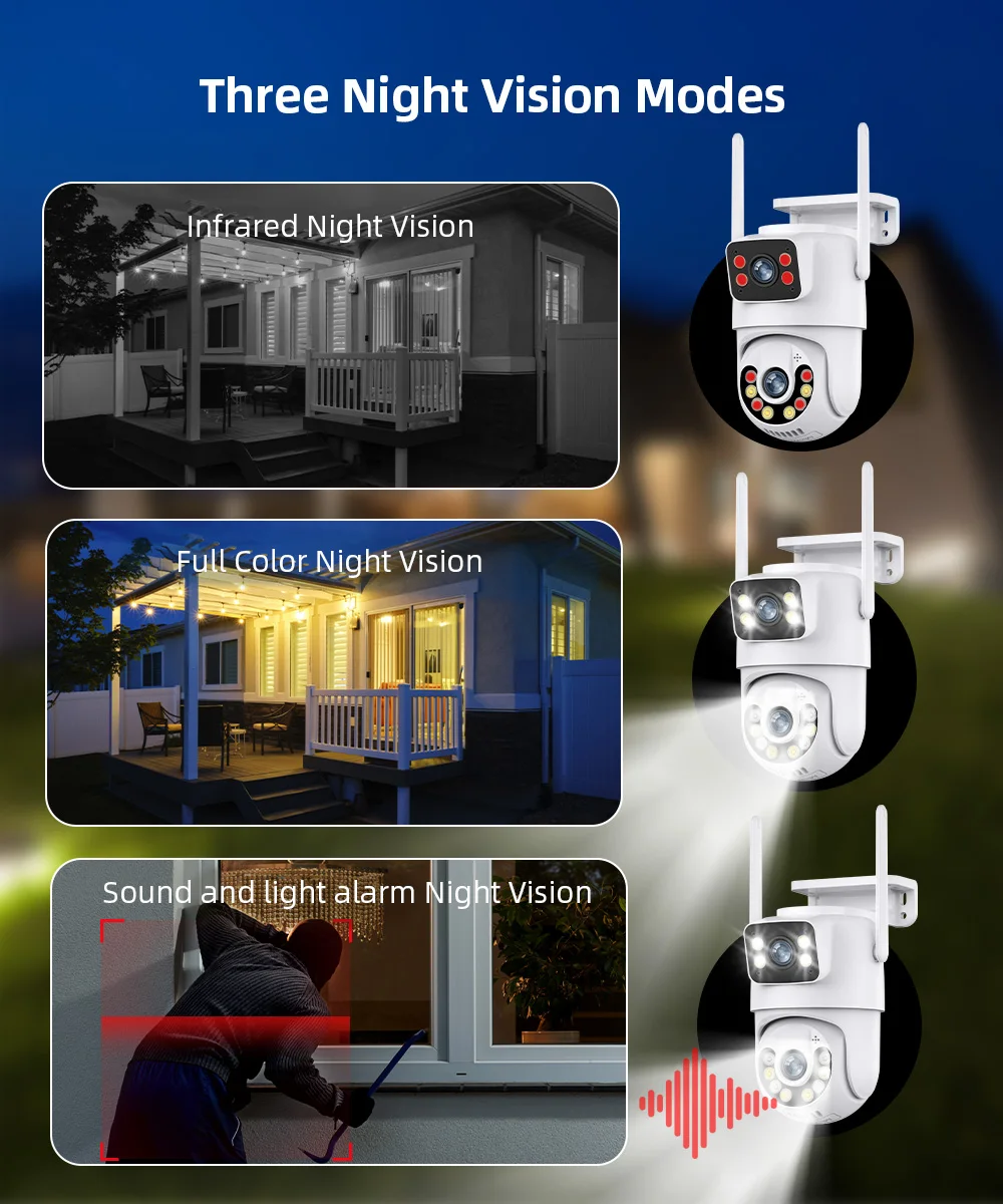 Mini Dual Lens Dual Screen 4K 8MP PTZ WIFI Camera HD IP Camera OutdoorAuto Tracking Security Protection CCTV Surveillance ICSee-4