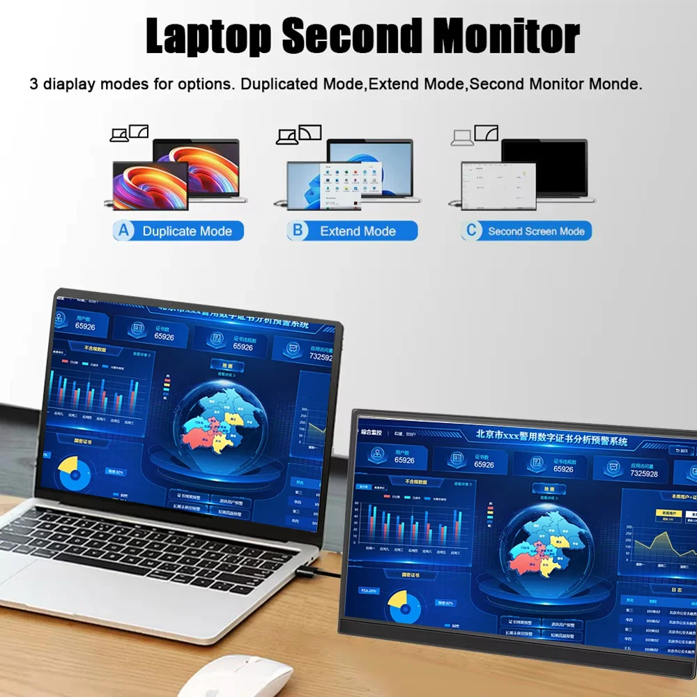Protable Monitor 11.6/13.3 Inch 1366x768 60Hz Secondary Monitor With Hidden Bracket Compatible HDMI for Laptop Computer Display-2