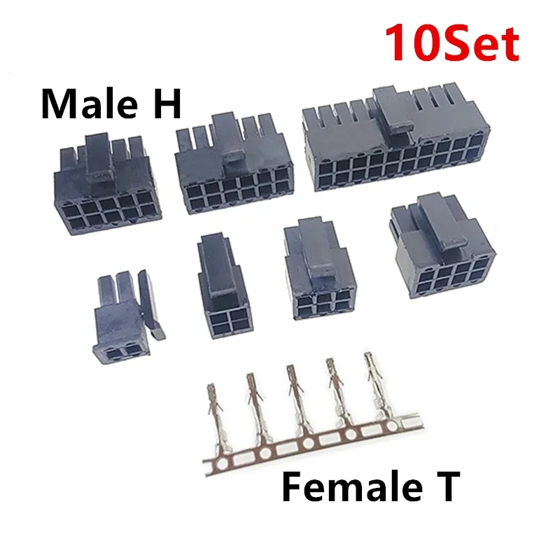 10Set Molex 3.0mm Plug-in Male Female Housing Terminals Connector   2*1/2/3/4/5/6/7/8/9/10/11/12P MX3.0mm Double Row Connector-3