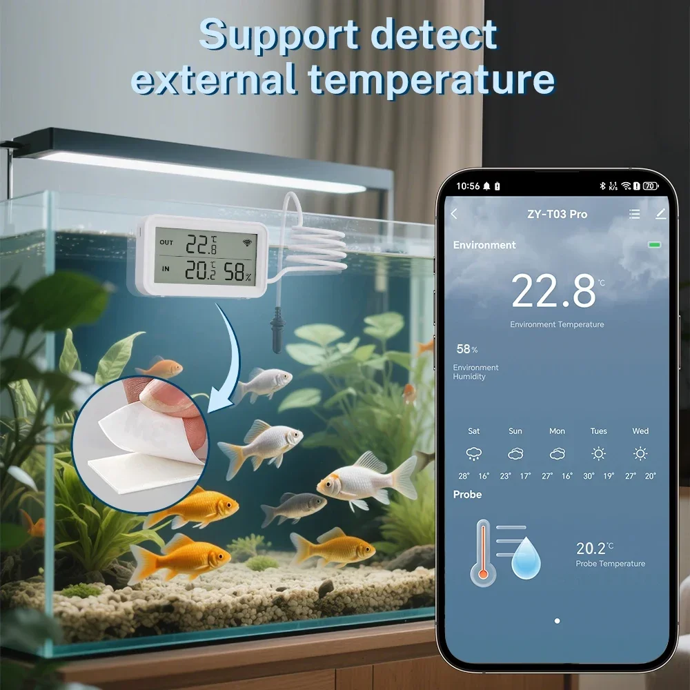 Tuya WiFi Temperature and Humidity Sensor with External Probe Home Automation Meter Compatible with Smart Life Google Assistant-4