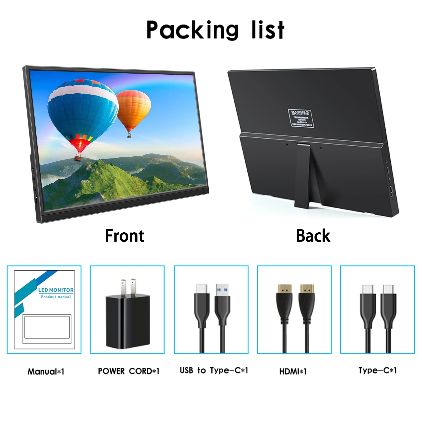Touchscreen 16 inch 1920x1200 16:10 HD IPS Panel LCD Portable Monitor Secondary Monitor For PS4/PS5 Xbox Switch Laptop PC Gamer-6