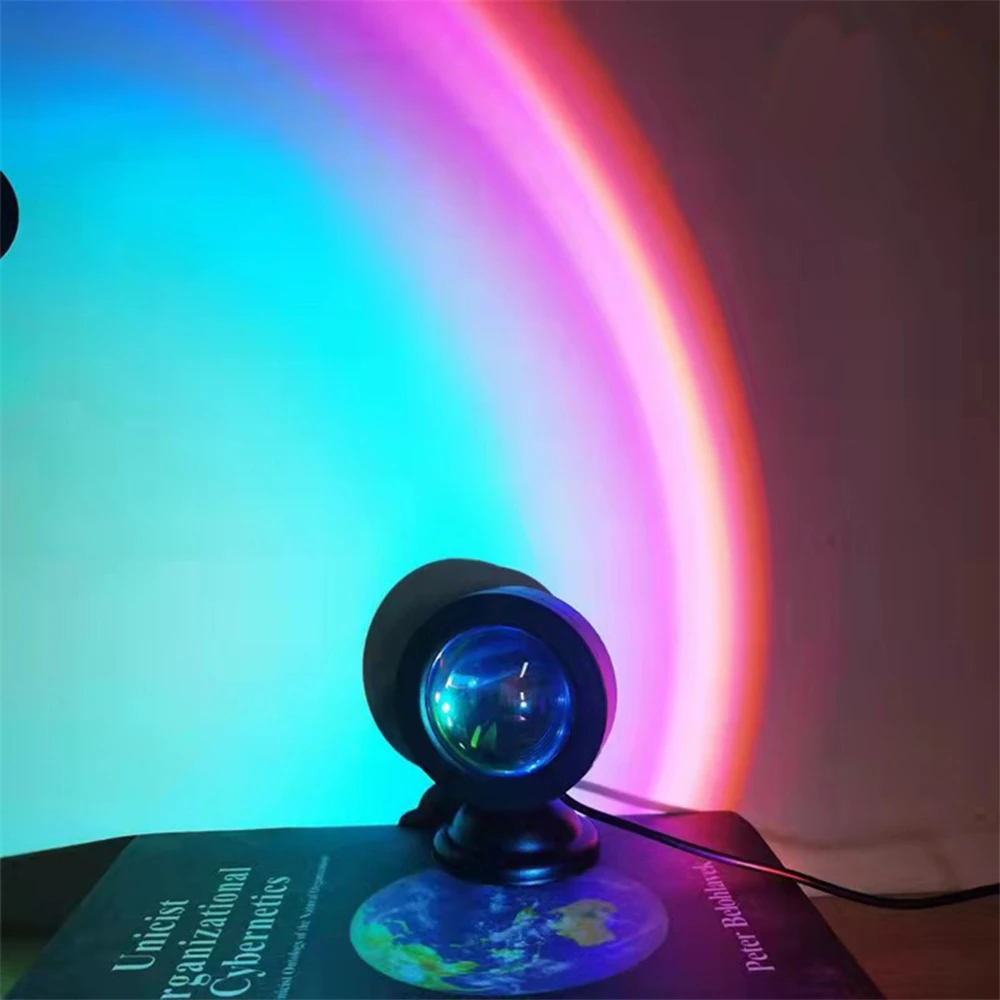 USB Sunset Lamp LED Projector Night Light 16 Colors Projector Light Rainbow Atmosphere Home Bedroom Background Wall Decoration-5