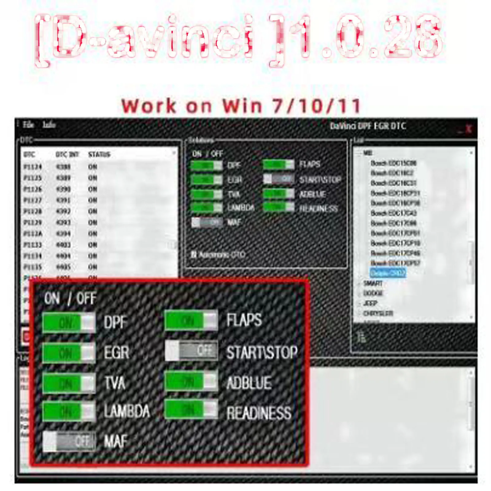 2025 Davincie 1.0.28 pro ECU Automotive Diagnostic Software Compatible with Windows 7 Supports KESS/KTAG for Programming-4