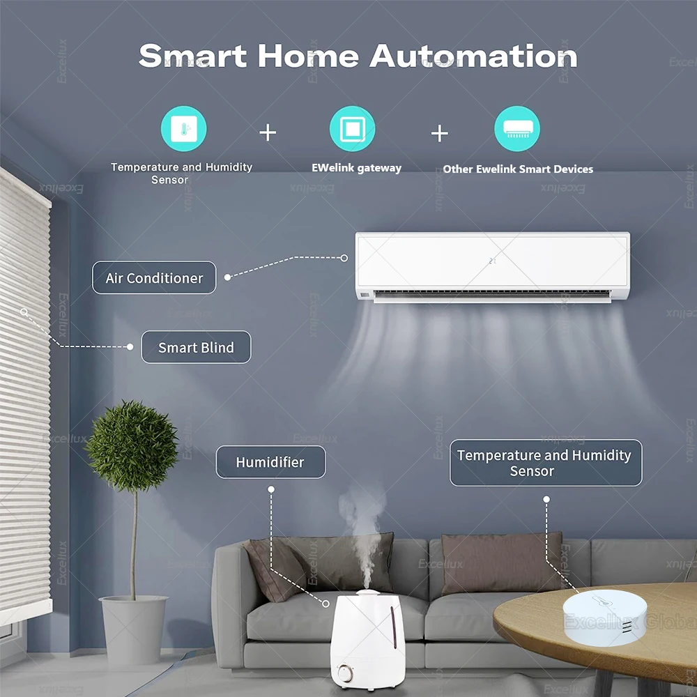 EWelink Smart Zigbee Temperature Humidity Sensor App Control Indoor Thermometer Monitor Home Automation Works With Alexa Google-4