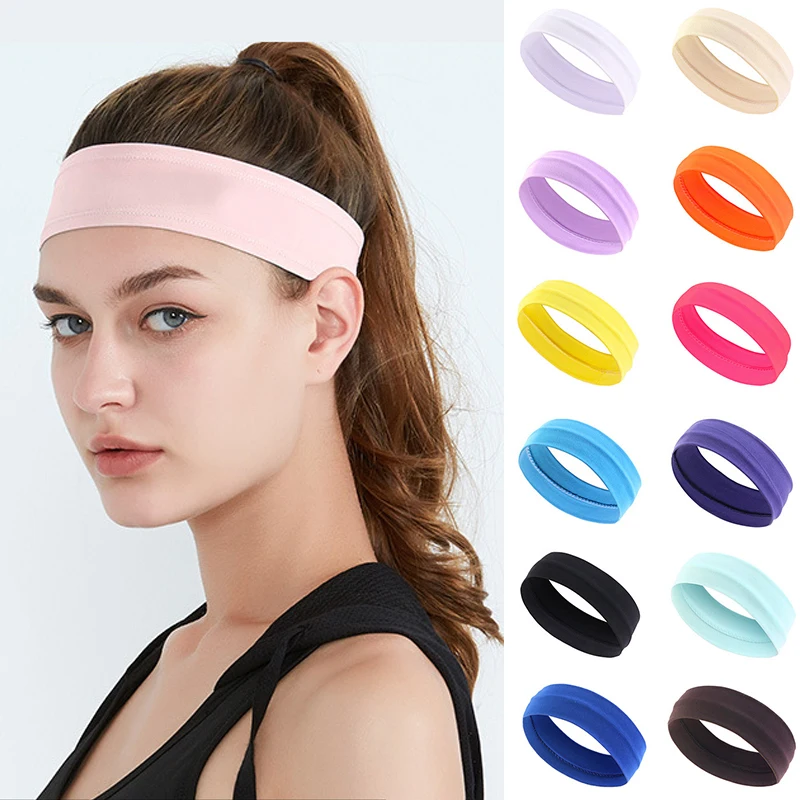 Summer Sports Headbands For Women Fitness Run Yoga Bandanas Solid Color Elastic Hair Bands Stretch Makeup Hair Accessories 2023-2