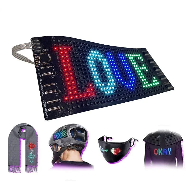Mini LED Matrix Panel Battery Powered DIY Scrolling Text Smart Bluetooth App Control Programmable 16 * 32 LED Flexible Display-3