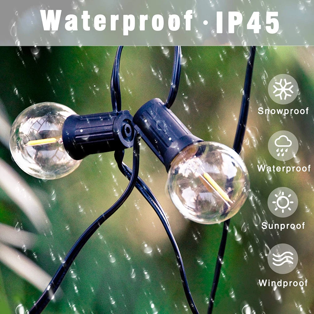 110V/220V Outdoor String Lights LED G40 Festoon Fairy Patio Garland Lamp Wedding Street Camping Garden Party Decoration Lights-4