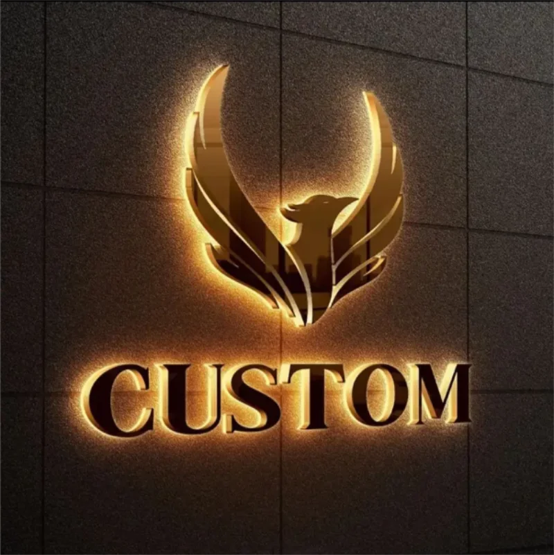 Backlit Sign Custom 3D Metal Letters For Company Logo Bar Club Signage Led Illuminated Stainless Steel Storefront Outdoor Sign