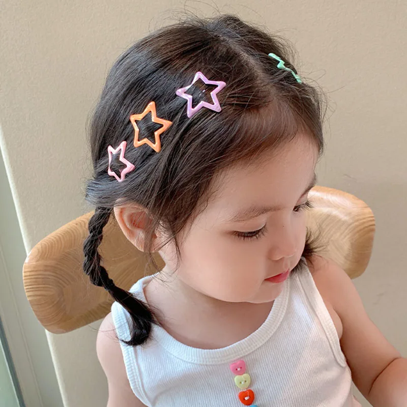 10pcs/set Cute Colorful Star Waterdrop Shape Hair Clips For Girls Children Lovely Hair Decorate Hairpins Kids Hair Accessories-3