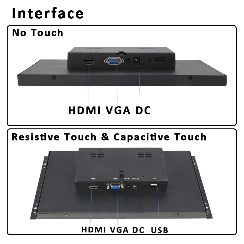 2025 New 11.6 Inch 1920*1080 Open Frame Monitor Resistive Capacitive Touch Industrial LCD Display With HDMI VGA USB Interface-4