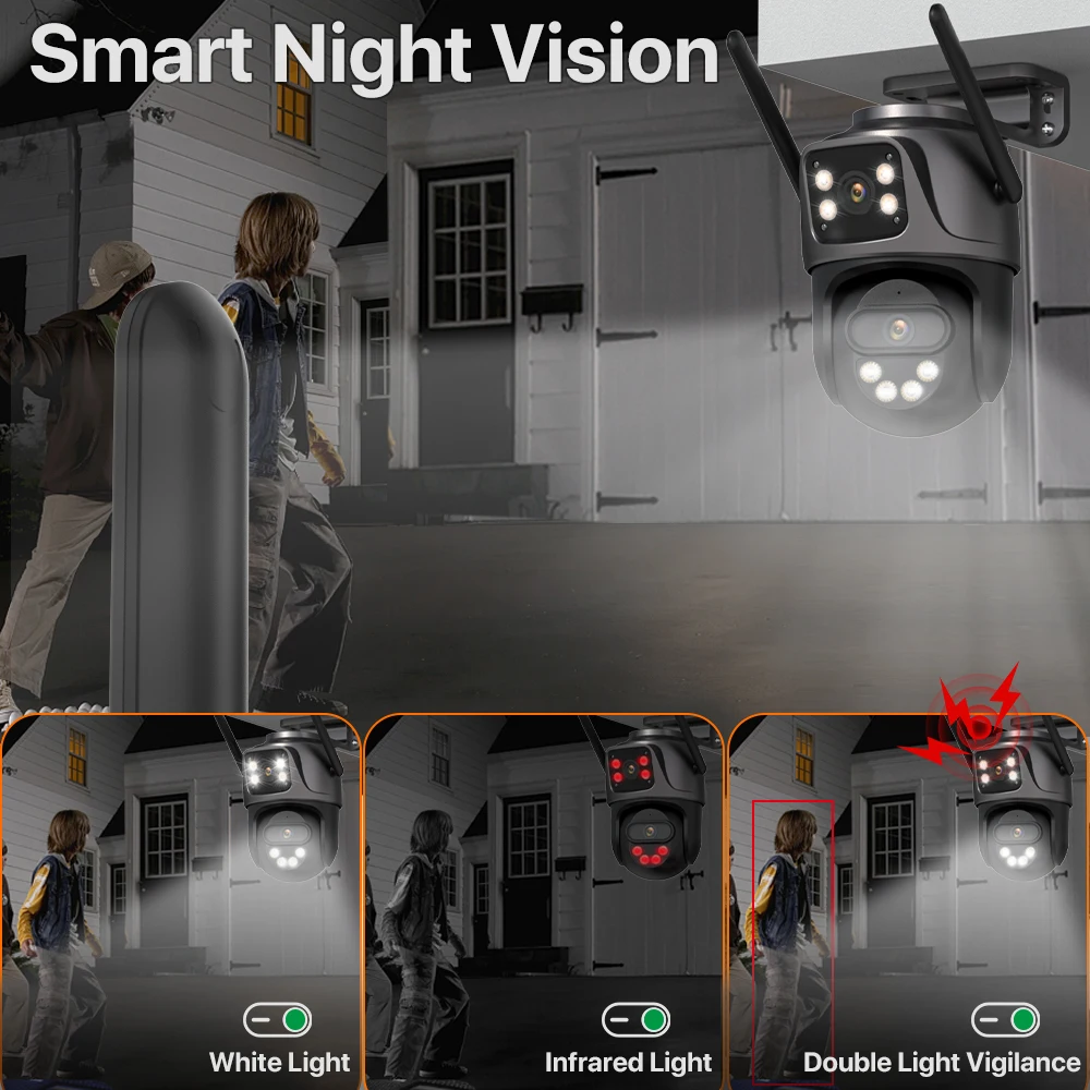 Three Screen WIFI IP Camera Outdoor 4K Dual Lens PTZ Camera Ai Human Detection IP66 Waterproof CCTV Video Security Camera iCsee-5