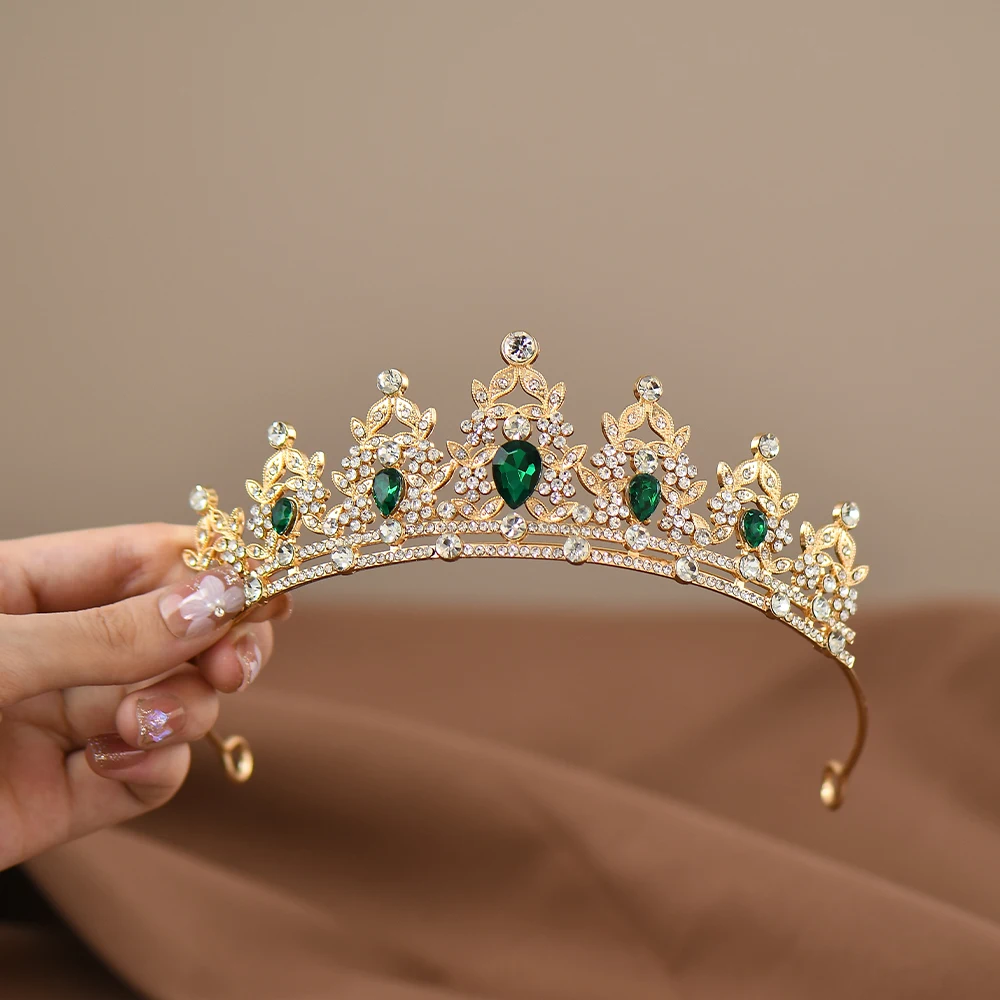 Children's Princess Crown Crystal Tiara Girls Hair Accessories High-end Atmosphere Dance Performance Birthday Gift Crown-5