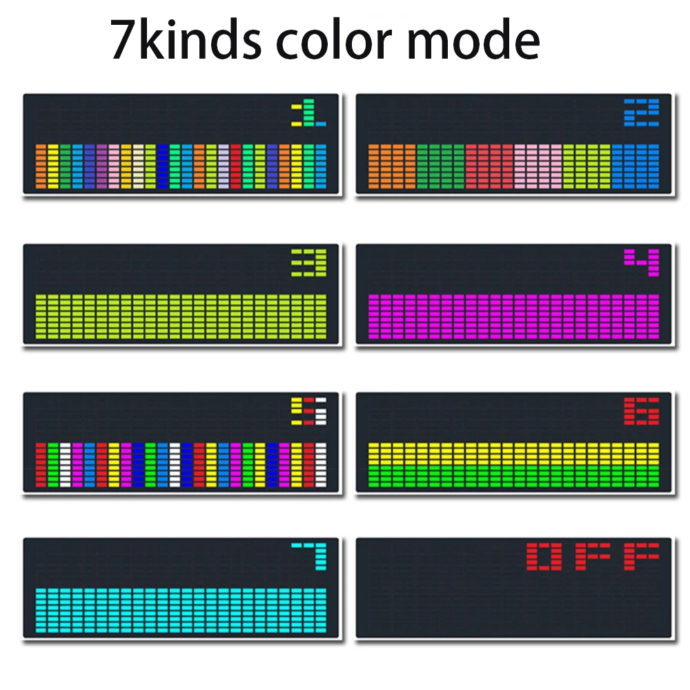LED music Spectrum rhythm lights voice sensor 1624 RGB atmosphere level indicator with clock display-5