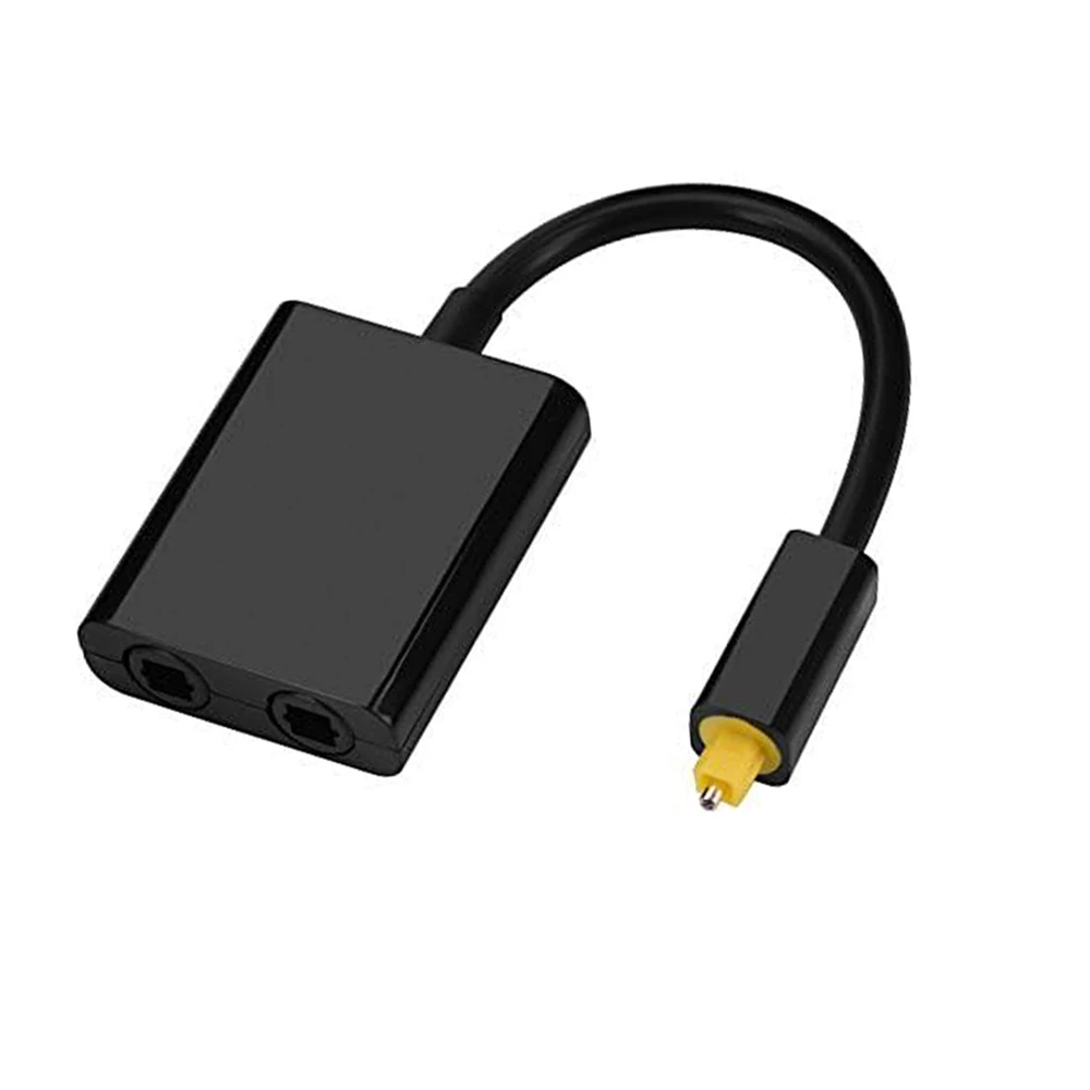 Elistooop Digital SPDIF Optical Audio Splitter 2 Way Toslink Splitter Adapter 1 input 2 Output SPDIF Optical Cable Splitter Hub-2