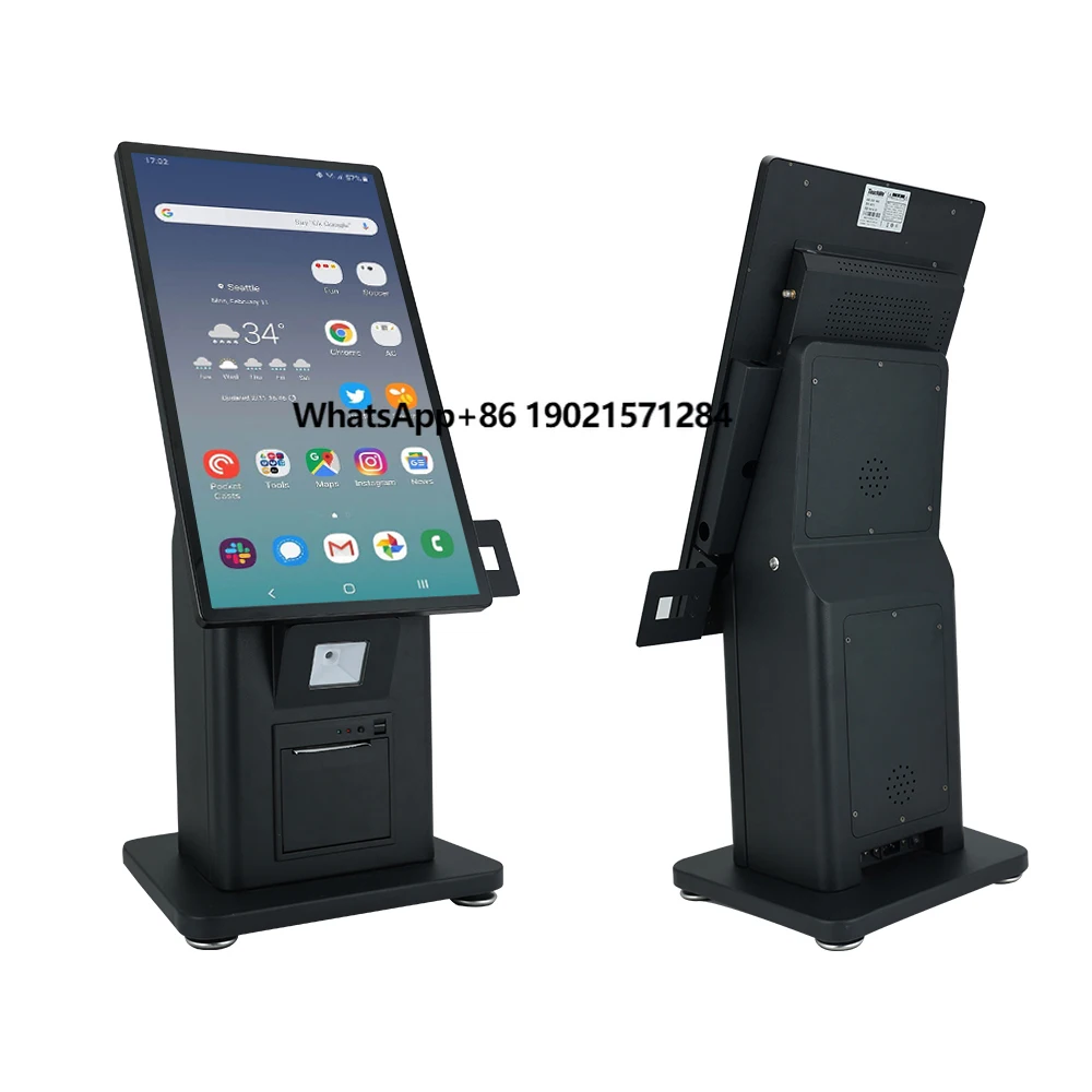 Payment Kiosks 21 Inch Touch Screen Terminal Interact Self Service Kiosk with Thermal Printer 1D / 2D Scanner POS Holder