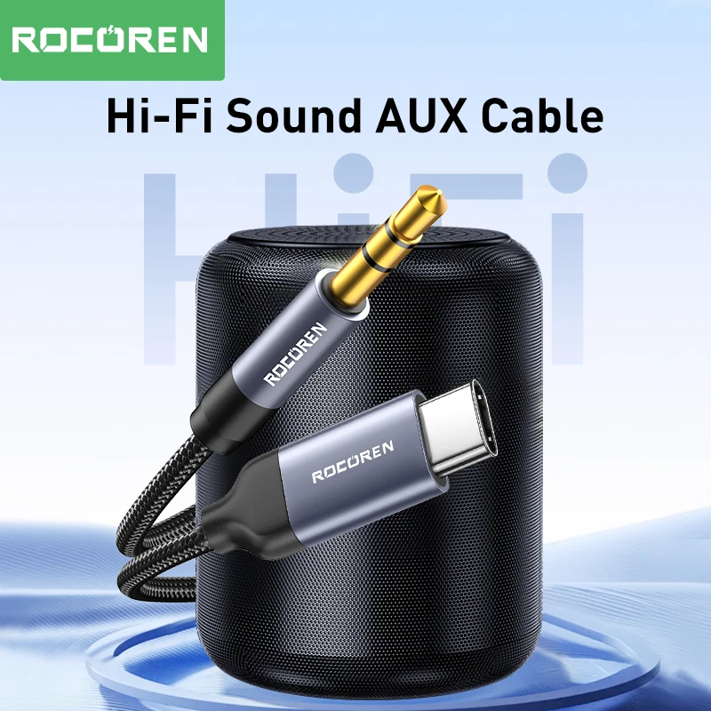 Rocoren AUX Cable Type C to 3.5mm Jack Audio Plug Speaker Adapter For Huawei iPone Realme Car Headphone Computer Converter Wire-2