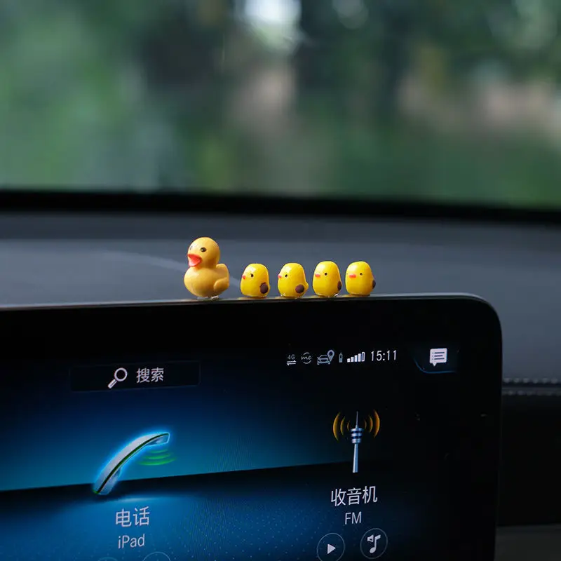 5Pcs Cute Mini Ducks Car Interior Decoration Auto Rearview Mirror Dashboard Ornaments For Woman Man Gift Car Accessories-5