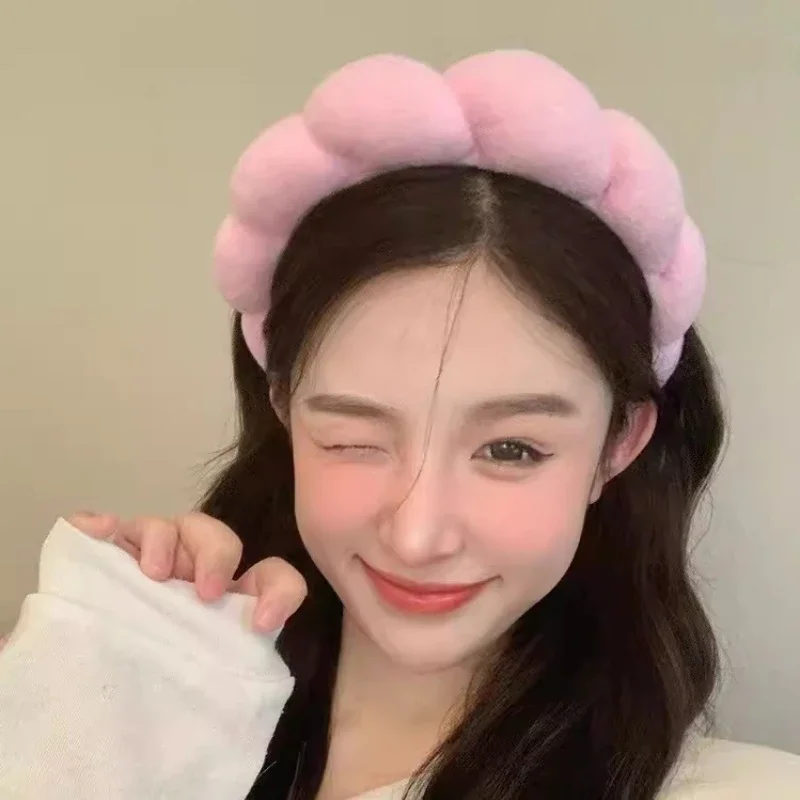 2024 Fashion Sponge Headband for Women Girls Puffy Hair Band Makeup Bubble Retro Terry Cloth Headbands Hair Accessories Headwear-2