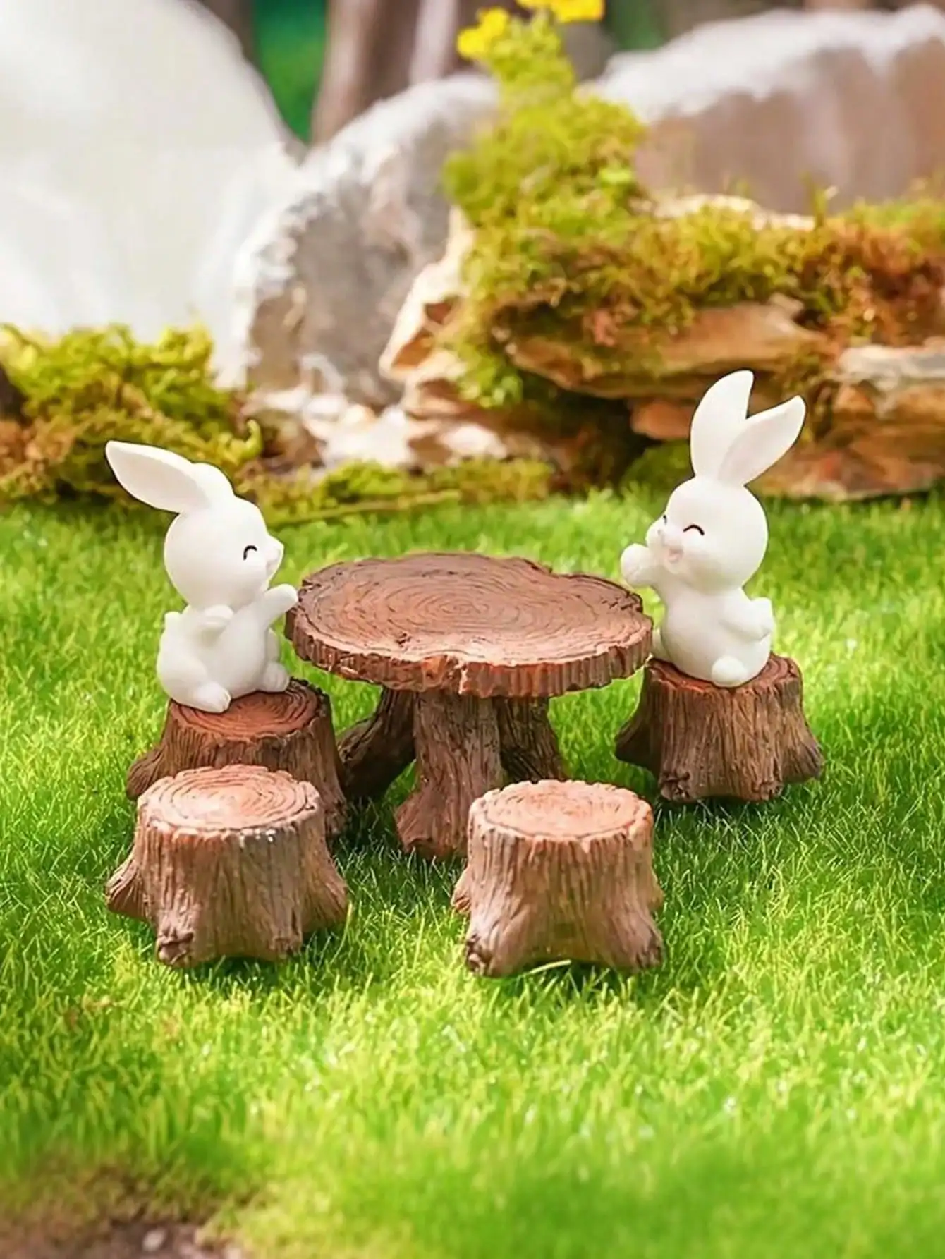 5 miniature tree stump garden art accessories resin decoration, garden landscape accessories, resin creative crafts-3