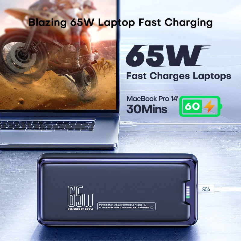 QOOVI Power Bank 30000mAh External Battery Capacity PD 65W Fast Charging Portable Charger Powerbank For Laptop iPhone Samsung-3