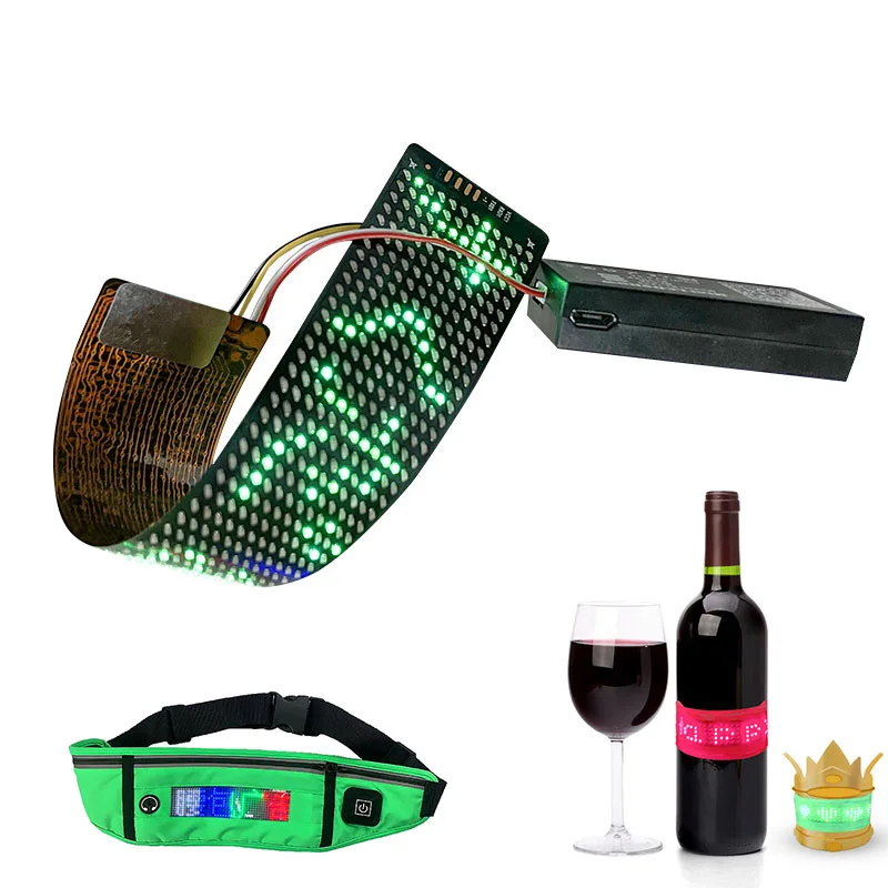 Mini Flexible LED Display Screen, T shirts Hats Insert Programmable Luminous LED Sheets, Light Up  Moving Messages LED Screen-2