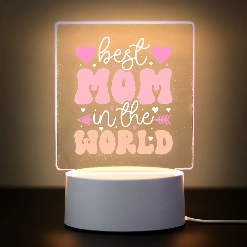 Colorful Print Text Acrylic LED Light For Mom Night Lamp Table Birthday Gift Bedroom Bedside Lamp Mother's Day Gift-5