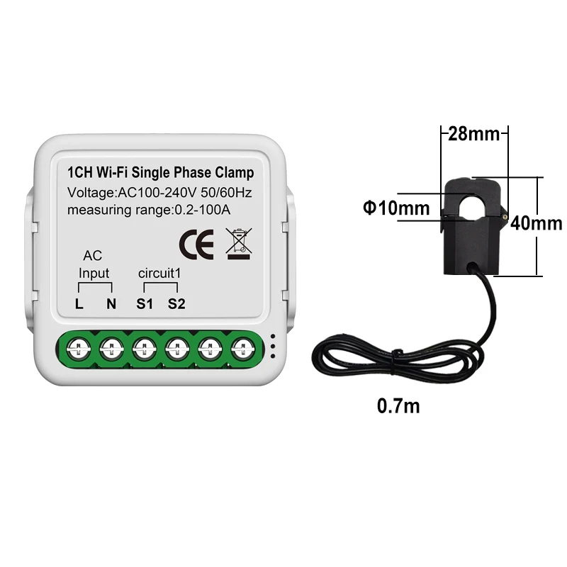 Tuya WiFi smart Double Energy Meter with Current Transformer Clamp Monitor Power Meter Electric Consumption  Meter-3