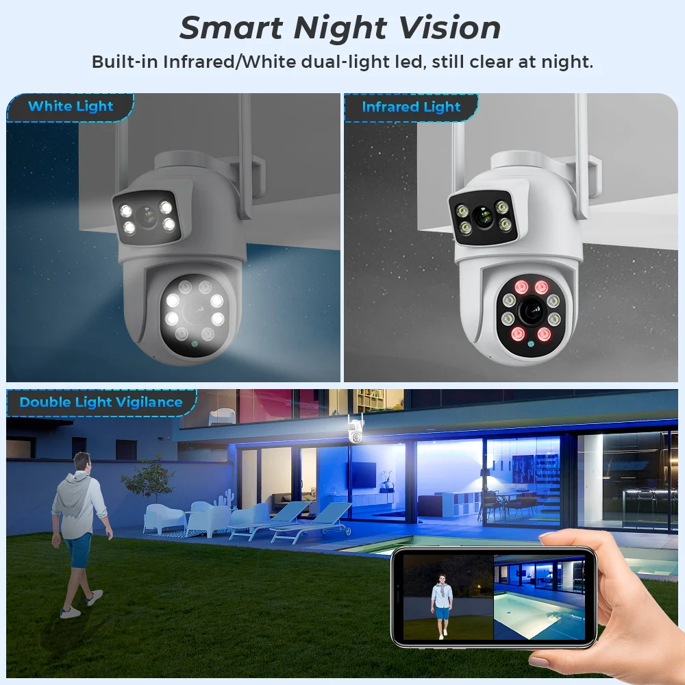 BESDER 4K 8MP Wifi Camera PTZ Outdoor Dual Screen Human Detection Dual Lenses 10MP Security Protection IP Camera Audio O-Kam Pro-6
