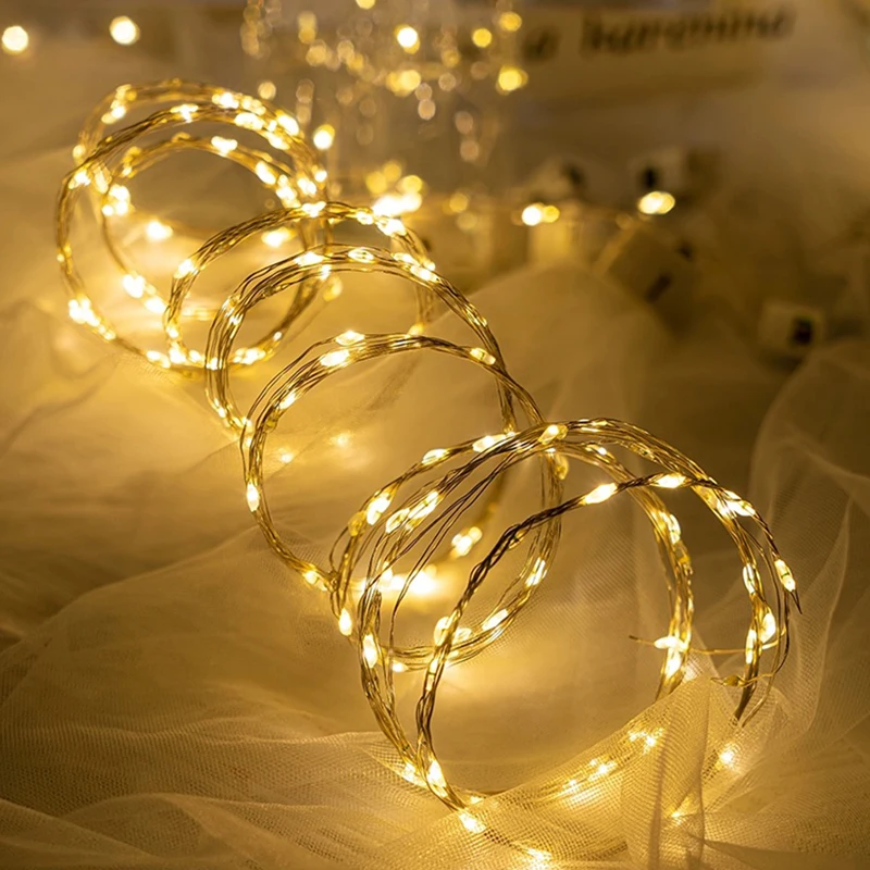 10pcs LED String Lights Battery Powered Colored Atmosphere Fairy Garlands Light  For Outdoor Room Wedding Party Festival Decor-2