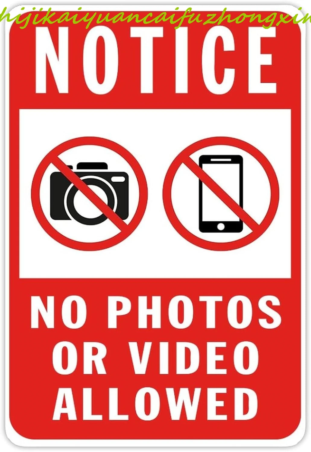 Notice No Photos Or Video Allowed Aluminum Safety Sign 8x12 inch Warning Signs for Business Retail Store Home Wall Decor