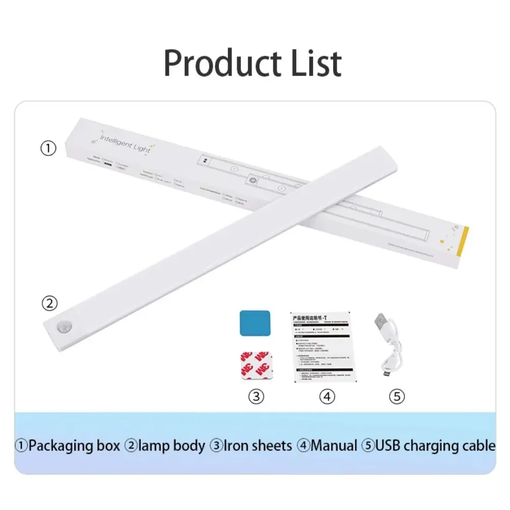 LED Cabinet Light USB Type-C Rechargeable Motion Sensor Led Lamp for Kitchen Wardrobe Cabinet Lighting 20cm/30cm/40cm/50cm/60cm-6