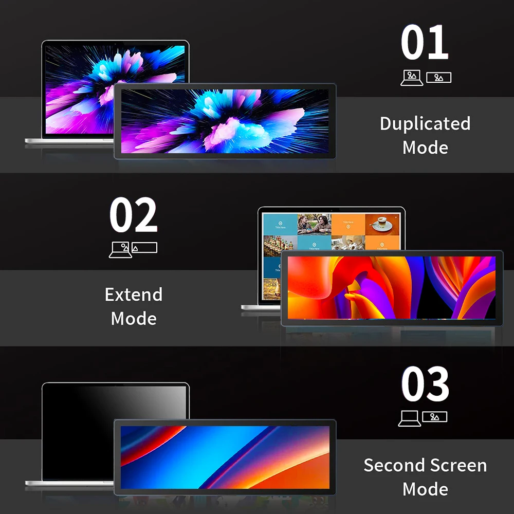 7.8 inch Long Wide Touch screen Monitor HDMI PC Temperature Display PC Sensor Panel Display Small Extender Monitor-5