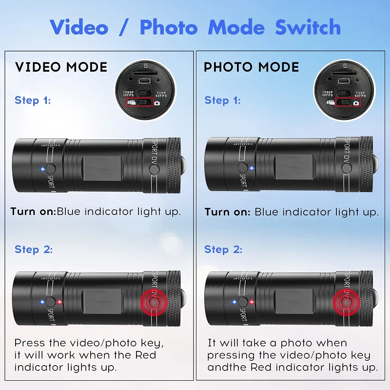 Mini Sport DV Action Sports Camera Flashlight Helmet Full HD 1080P Video Ideal for Bike, Cycle, Motorcycle Waterproof Camcorder-5