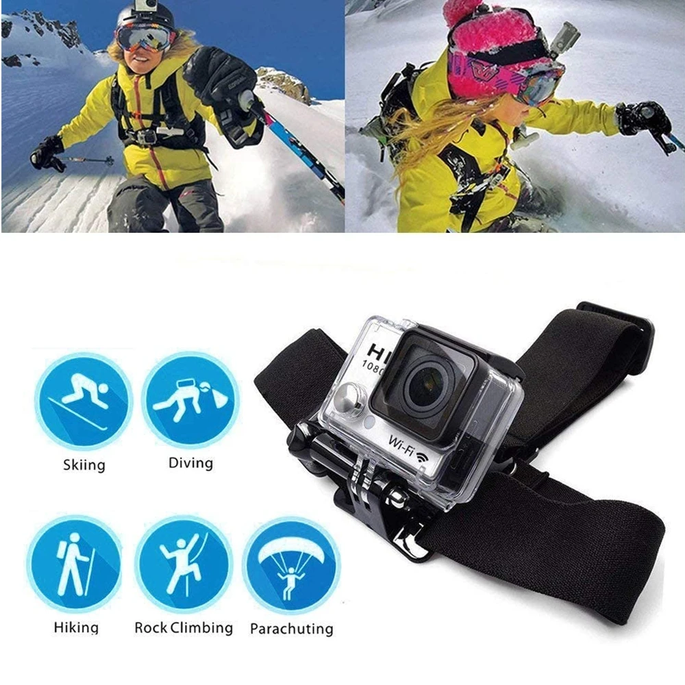 Chest Head Strap Belt For GoPro Hero 12 11 10 9 8 Action Camera Xiaomi Yi 4K Sjcam Sj4000 Insta360 Accessories With J-hook Mount-3