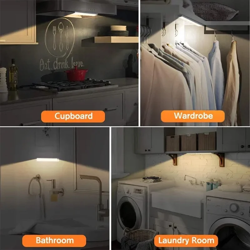 PIR Motion Sensor LED Under Cabinet Lamp Dimmable Rechargeable Night Light Stairs Closet Room Aisle Tube Bar Detector Bulb-6