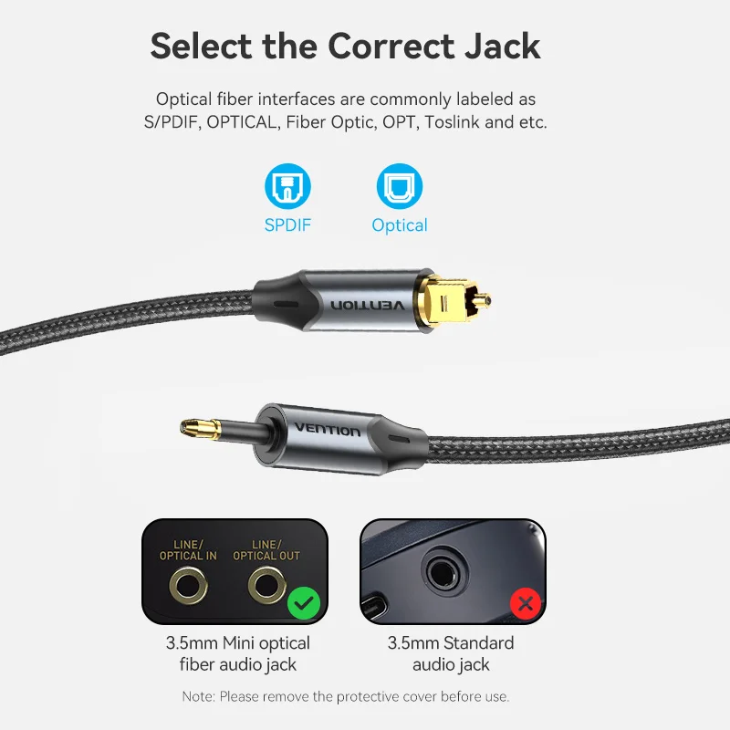 Vention 3.5mm Digital Optical Audio Cable Toslink SPDIF Coaxial Cable for Amplifiers Blu-ray Xbox 360 PS4 Soundbar Fiber Cable-6