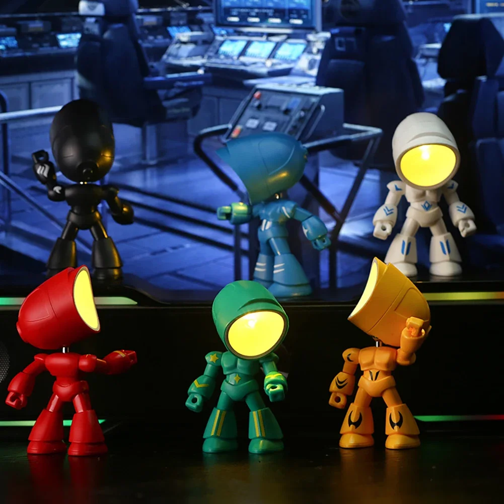 Mini Night Light LED Cartoon Cute Hero Police Desk Lamp Desktop Ornament Bedside Bedroom Table Lights Children Boy Holiday Gifts-3