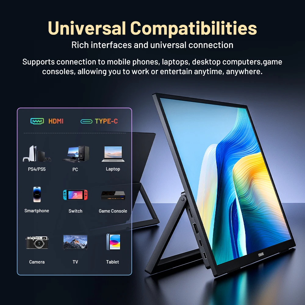 K18G 18.4'' 4K Portable Monitor With HDR10 Android OS Linux & Google TV 7000+ Apps Travel Gaming Display for Laptop/PS4/PS5/XBOX-4