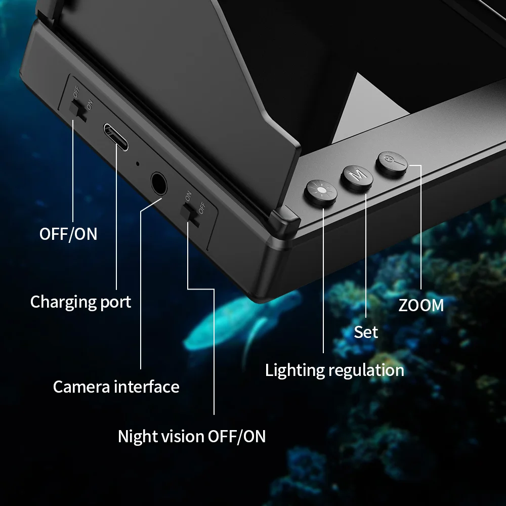 Portable Fish Depth Finder Water Handheld 1080P 4.3 Inch LCD Fish Finder Underwater 120° Fishing Camera With Night Vision-5