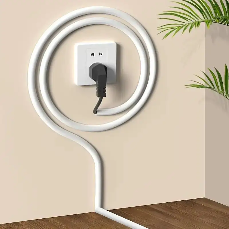1PC 3M Arc Anti-extrusion Floor Cord Cover Self-Adhesive Power Extension Wiring Duct Cable Protector Home Outdoor Wire Organizer-4