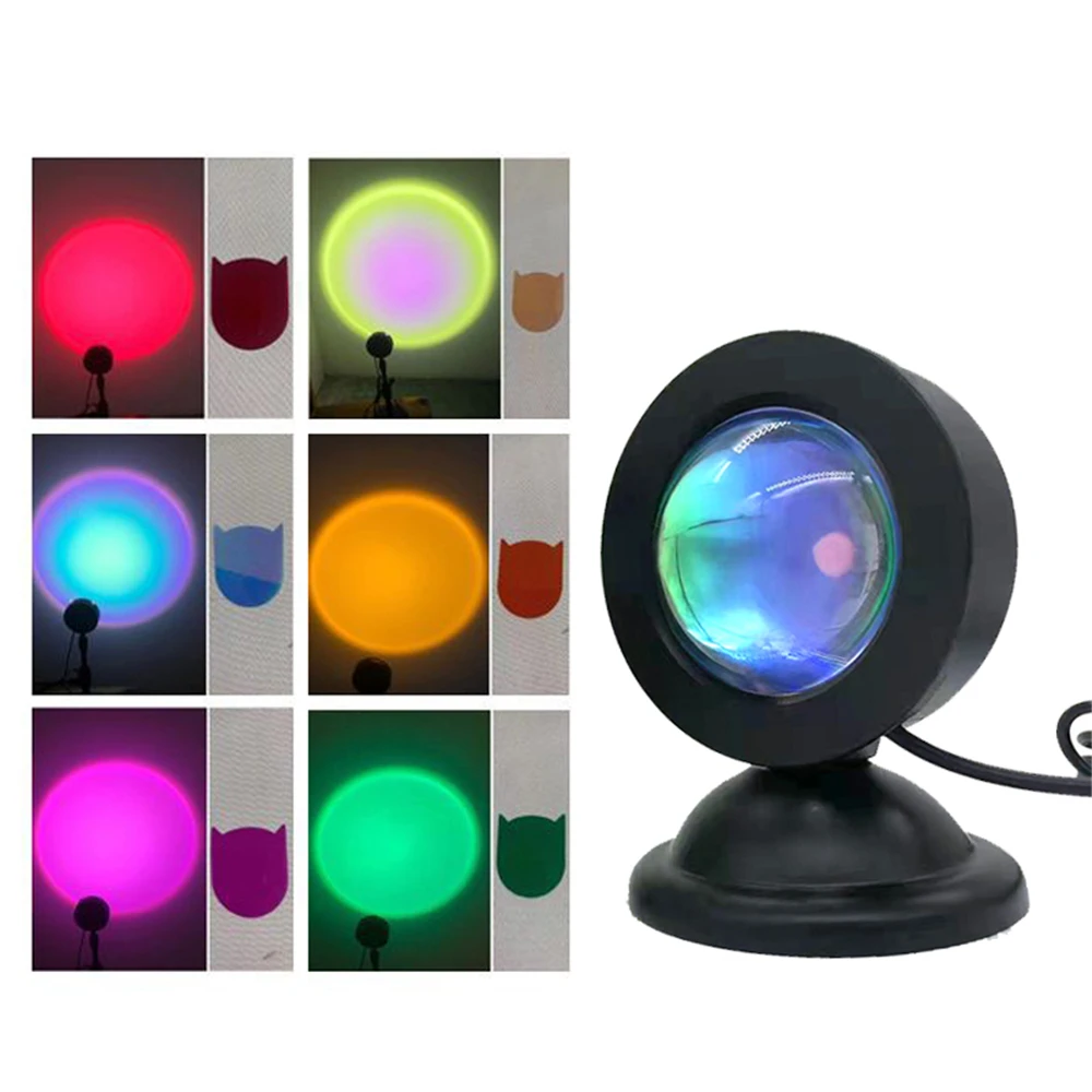 USB Sunset Lamp LED Projector Night Light 16 Colors Projector Light Rainbow Atmosphere Home Bedroom Background Wall Decoration-2
