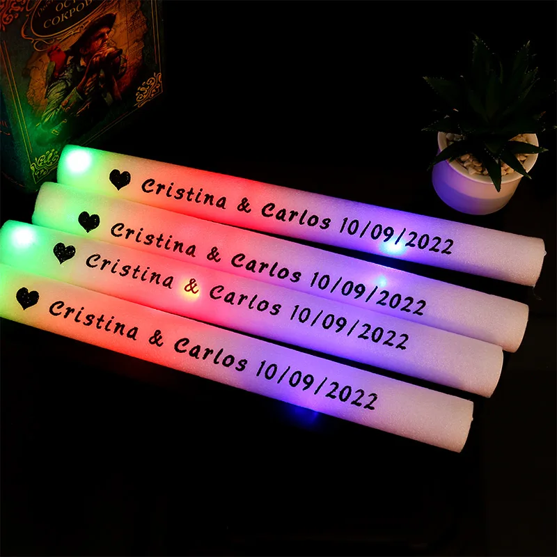 12/15/30/60Pcs LED Glow Sticks Bulk Colorful RGB Glow Foam Stick Cheer Tube Dark Light for Xmas Birthday Wedding Party Supplies-3